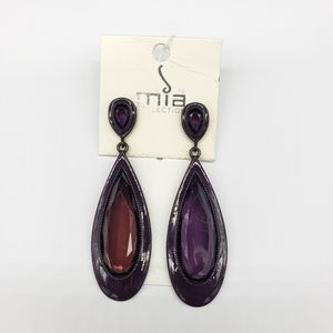 Mia Collection Purple/Red Stone Drop Earrings